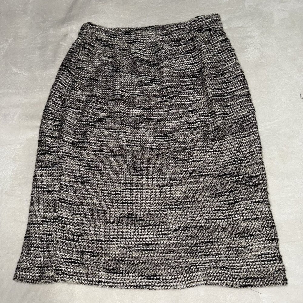 Women’s St. John Tweed Knit Skirt Neutral Beige & Black Size 4